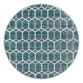 thumbnail image 3 of Unique Loom Matrix Trellis Collection Area Rug - Tile (5' Round Blue/Ivory), 3 of 7