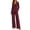 Wine women's two piece lounge set a1, variant on Cagogo Women's 2 Piece Outfit V Neck Long Sleeve Pullover Tops Wide Leg Pants Casual Set Solid Basic Lounge Sets Matching Tracksuits Travel Airport Clothes, Orange 2XL