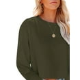 thumbnail image 3 of Eurivicy Women Long Sleeve Cropped T-Shirts Casual Solid Tops S-2XL, 3 of 4