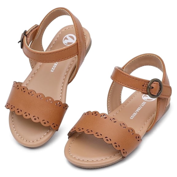 Girls Dress Sandals Open-Toe Cute Summer Flats for Beach Wedding Party (Little Kids)