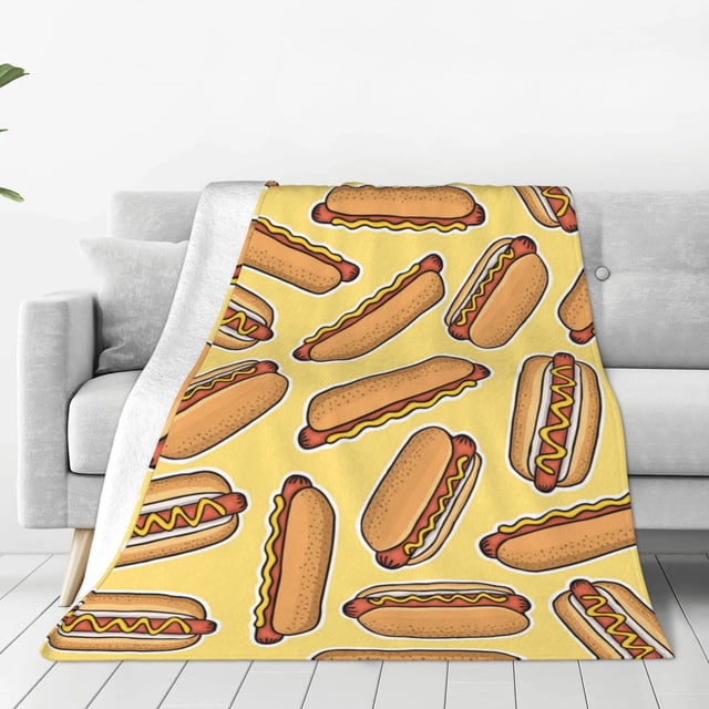 Balery Hot Dogs Manta de Felpa Suave y Acogedora – Cobija de Franela Aterciopelada para Cama, Lavable y Cálida para Sofá, Mascotas, Transpirable-50"x40"