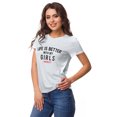 thumbnail image 2 of Inkmeso Crew Neck Life Is Better With My Girls #Momlife Graphic Tshirt Cotton, 2 of 8
