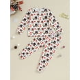 thumbnail image 2 of Liacowi 2Pcs Kids Toddler Boy Christmas Outfits Long Sleeve Gingerbread Man/Elk Print Tops + Elastic Waist Pants Set 3T 4T 5T 6T 7T Little Boys Fall Clothes Set, 2 of 8