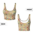thumbnail image 5 of Haiem Retro Geometry Pattern Womens Sports Bra - U Neck Padded Low Impact Yoga Bra Workout Crop Top Gym Moisture-Wicking Workout Vest -XX-Large, 5 of 9