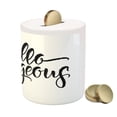 thumbnail image 3 of Hello Gorgeous Piggy Bank, Weathered Font of Inspirational Words Modern Typography Brush Lettering, Ceramic Coin Bank Money Box for Cash Saving, 3.6" X 3.2", Black and White, by Ambesonne, 3 of 4