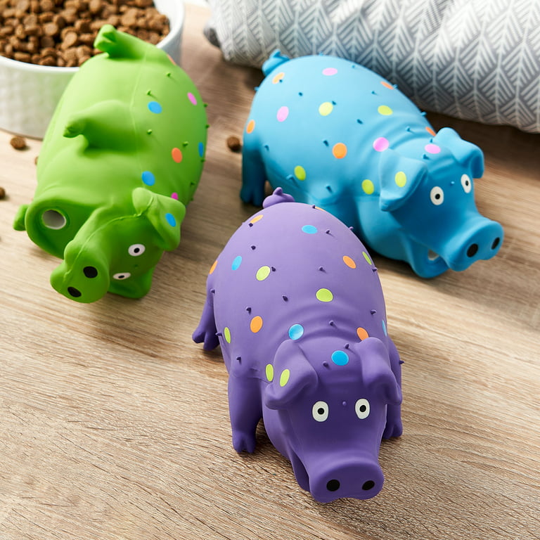 POPLAY Squeaky Pig Dog Toys, Blue Latex Grunting Pig Dog Toy Anxiety R –  KOL PET