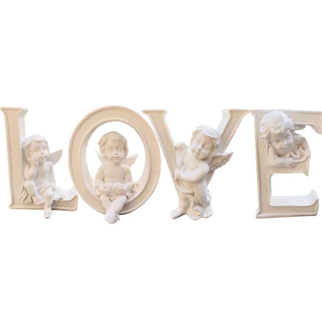 Juego de 4 figuras de ángel querubín estatua de Pascua religiosa coleccionable corazón y amor figuras de ángel hogar boda centro de mesa Pascua D?Cor