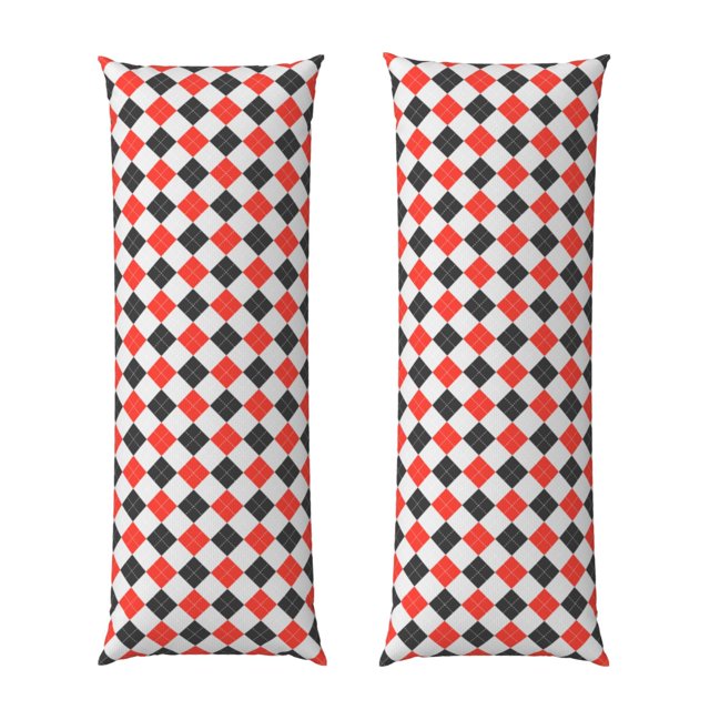 Balery Red and black argyle Funda Protectora para Almohada Corporal de Algodón Hipoalergénico con Cierre(55 x 21 pulgadas), Almohadas No Incluidas