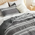 thumbnail image 3 of Boho Comforter Set Twin  Dark Grey - Jacquard Bedding Comforter Set, 2 Pieces Farmhouse Shabby Chic Embroidery Bed Set, Soft Fluffy Tufted Striped Comforter for All Seasons, 3 of 12