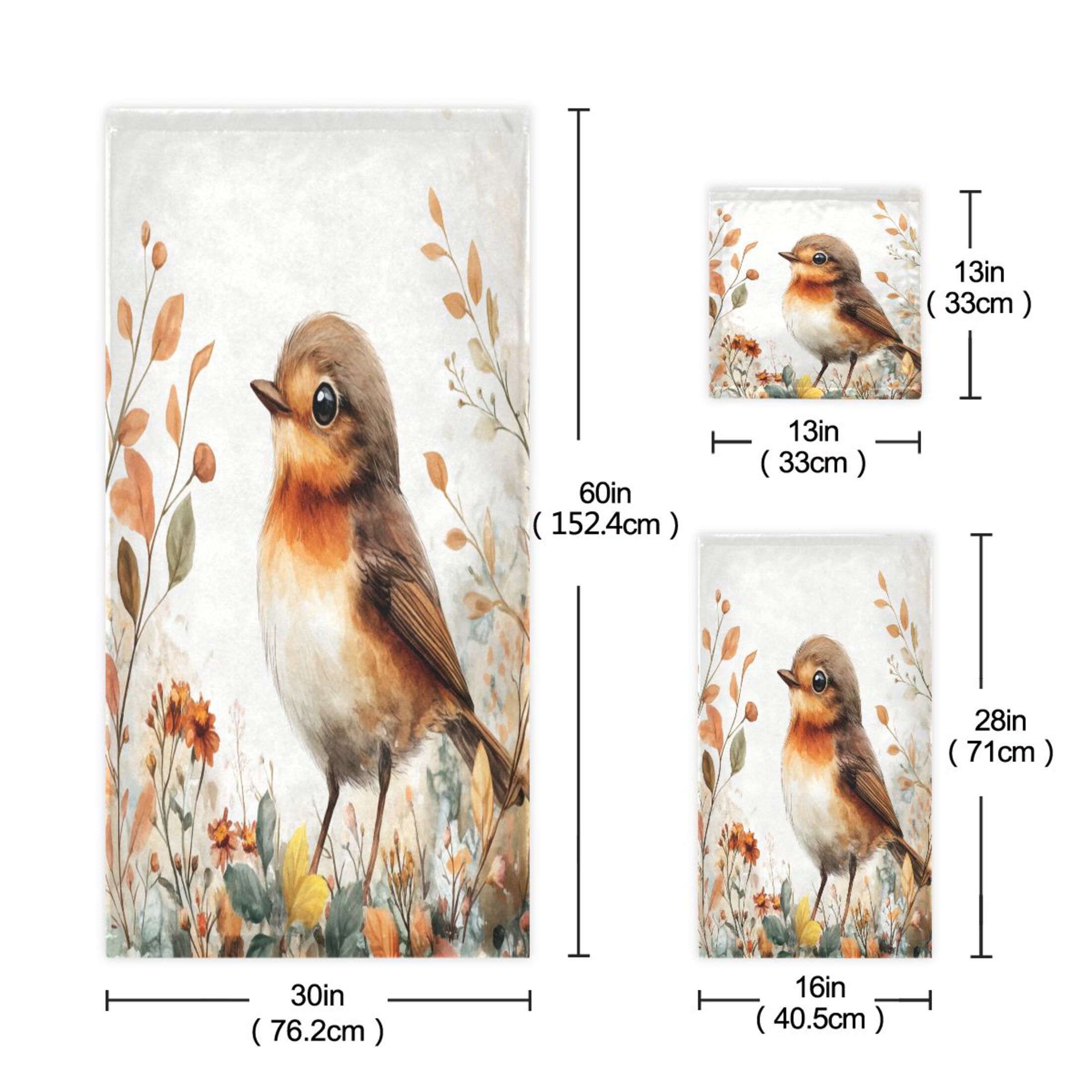 Three-Piece Towel Set Face Towel Towel Set Hand Towel Bath Towel Cotton Bath Towels Bath Towel Sets Hand Bath Towels Cute Orange Bird