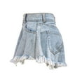 thumbnail image 4 of QATAINLAV Women's Denim Shorts with Pocketed Distressed Frayed Raw Hem Jean Shorts Casual Button High Waisted Short Jeans Light Blue XL, 4 of 9