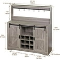 thumbnail image 6 of SNYNUXX Farmhouse Coffee Bar Cabinet, Storage Buffet Table with Wine Rack and Sliding Barn Door, Gray, 6 of 7