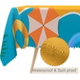 thumbnail image 2 of 60x84inches Beach Tablecloth for Hawaiian Decorations Blue Yellow Cartoon Summer Beach Rectangle Table Cloth Waterproof Fabric Table Covers for Summer Birthday Pool Surfboard Party Supplies, 2 of 7