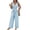 Blue, variant on EazyTech Women’s Printed V-Neck Button Front Sleeveless Wide Leg Jumpsuit with Pockets Relaxed Casual One Piece