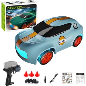 Desktop Mini RC Drift Car, 4WD High Speed 1/64 Scale Remote Control Car with Colors LED Lights, Mini Sport Race Cars for Adult