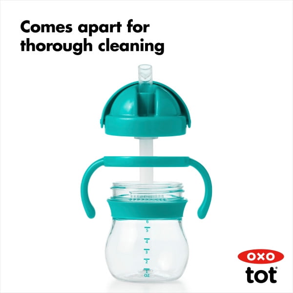 OXO Tot Transitions Straw Cup With Removable Handles 6 Oz - 2 Pack - Teal