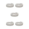 thumbnail image 2 of Thinsony Femmes Chic Perle Strass Stretch Bracelet Mariage Bal pour Mariée Blanc 3 Rangée 5Set, 2 of 6