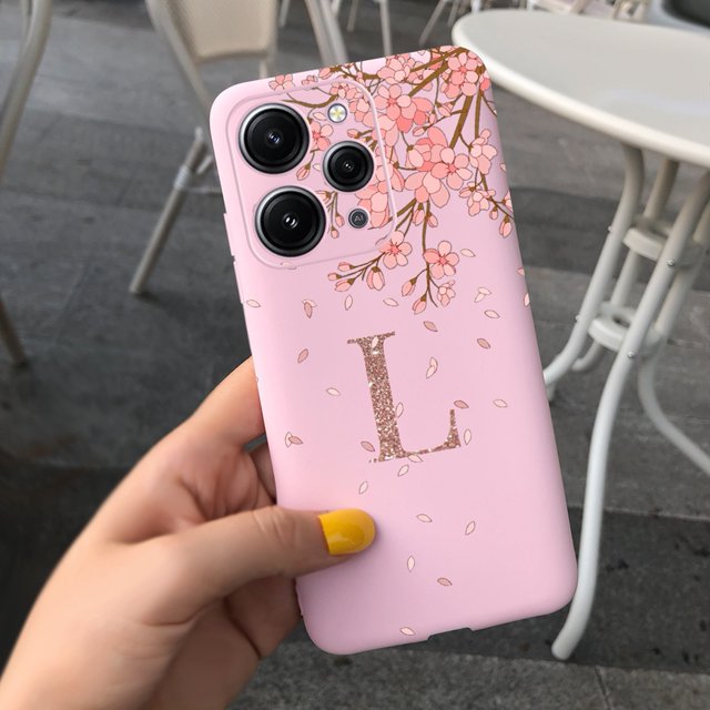 For Xiaomi Redmi 12 Case Cute Couple Letters Cover Shockproof Phone Case For Xiaomi Redmi 12 Redmi12 Back Cover Soft Fundas Capa Pink L Xiaomi Redmi 12