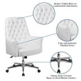 thumbnail image 3 of Flash Furniture Hansel Mid-Back Traditional Tufted White LeatherSoft Executive Swivel Office Chair with Arms, 3 of 13