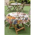 thumbnail image 3 of Outdoor Tablecloth with Umbrella Hole and Zipper, Orange Pumpkins Fall Round Table Cloth 60 Inch Waterproof Tablecloth, Thanksgiving Botanical Autumn Picnic Table Cover for Patio Camping, 3 of 7