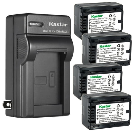 Kastar 4-Pack Battery and AC Wall Charger Replacement for Panasonic HC-W850 HC-W850EB HC-W850M HC-W850GK HC-W850MGK HC-W850K HC-W870M HC-WX970M HC-WX970GK HC-WX970MGKK HC-V785K Camera
