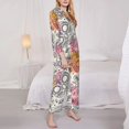 thumbnail image 4 of Junzan Skull And Flowers Print Womens Pajama Sets,Long Sleeve Button Down For Women Pjs 2 Piece, 4 of 9