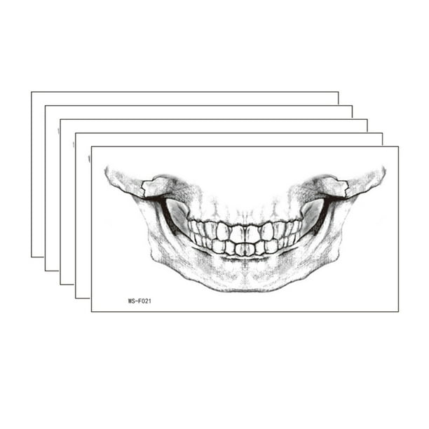 Pegatinas de tatuaje, tatuaje temporal para hombres, mujeres y adultos, pegatina para boca y dientes, pegatina de viento oscuro, pegatina de maquillaje divertida, pincel de maquillaje