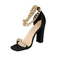 thumbnail image 2 of Zapatos de mujer Cadena de metal Diamante Bloque brillante Bombas de tacón alto Sandalias de punta cuadrada informales con correa en el tobillo Wmkox8yii  nm2513, 2 of 3