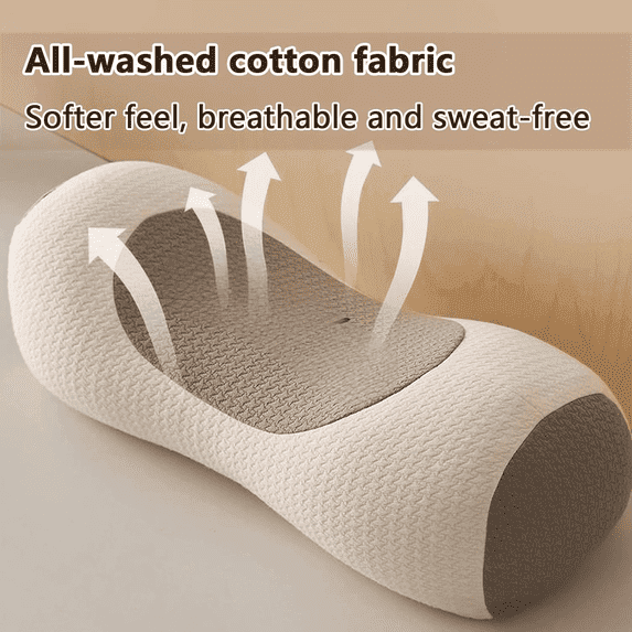 Organic Buckwheat Cervical Neck support Pillow for sleeping, Ergonomic Neck Support Bolster for Side & Back Sleepers, Firm Support Pillow for Neck Pain Relief & Spine Alignment (Beige)