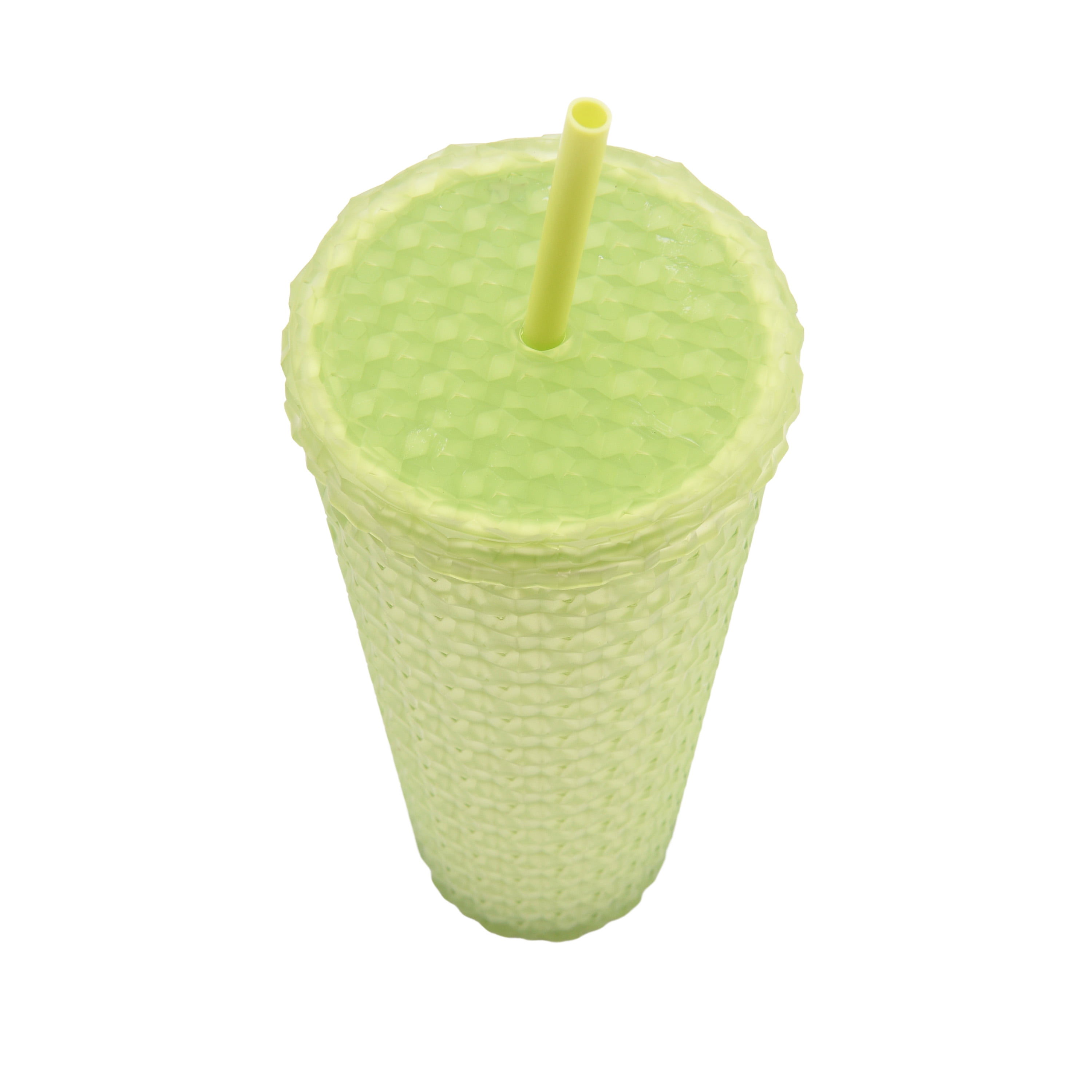Mainstays 4pk 26oz DW AS Plastic Soft Touch Textured Tumbler with Straw,  Green 