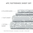 thumbnail image 4 of Noble Linens 4 Piece Pattern Microfiber Bed Sheets Set, Light Gray Trellis Vine, King, 4 of 11