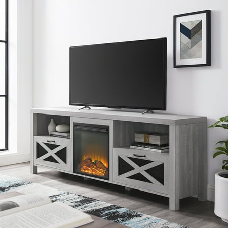 Rustic Stone Grey Fireplace TV Stand for TVs up to 78" by ...