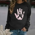 thumbnail image 2 of WREESH Women's Hand Pink Ribbon Graphic Sweatshirt - Lightweight Breast Cancer Awareness Long Sleeve Top Black, 2 of 5