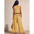 thumbnail image 6 of Women'S Linen 2 Piece Outfits Sleeveless Ruffle Top Wide Leg Pants Summer Loungewear Beach Sets Yellow M, 6 of 8