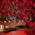 thumbnail image 3 of Deago Christmas Lights Outdoor, Meteor Shower Lights 12 inch 8 Tube 192 LED Snow Falling Icicle Cascading Lights for Xmas Tree Halloween Decoration Wedding Party, Red, 3 of 8