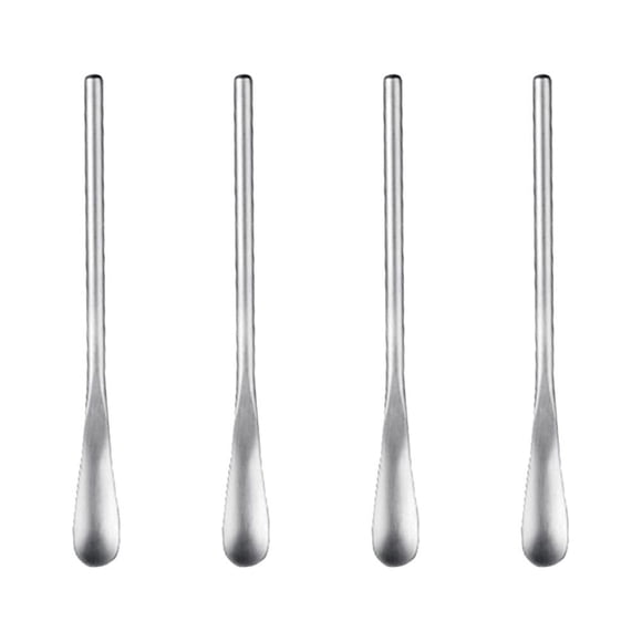 4pcs Stainless Steel Stirring Ice Spoon Ice Cream Spoons Cocktail Spoons Swizzle Stick (Short Handle, Silver)
