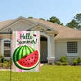 thumbnail image 2 of Joocar Spring Garden Flag Hello Summer Watermelon Ladybug Stripes Linen Summer Garden Flags for Outside 12x18 inch, 2 of 5