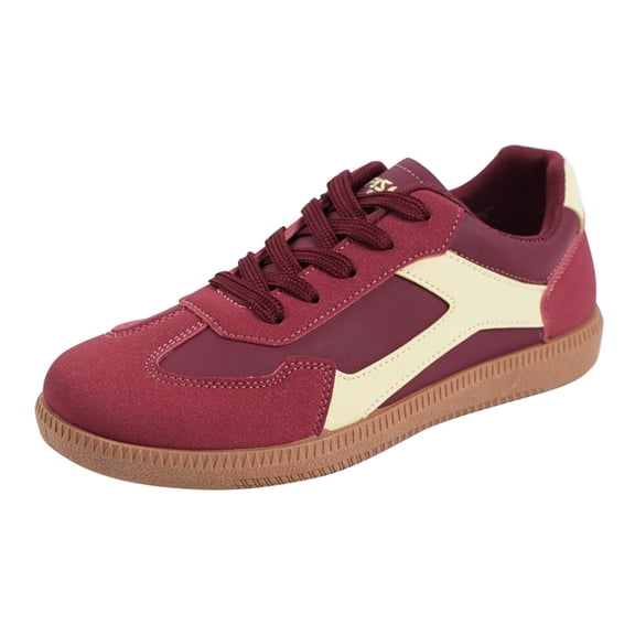 AUDeals Women's Barefoot Shoes Zero Drop Wide Width Retro Sneakers Vintage Leather Suede Casual Walking Shoes (Red, 8)