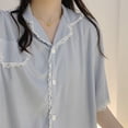 thumbnail image 3 of Conjunto de pijama para mujer, ropa de dormir minimalista, holgada y cómoda con botones de encaje para primavera y otoño, 3 of 8