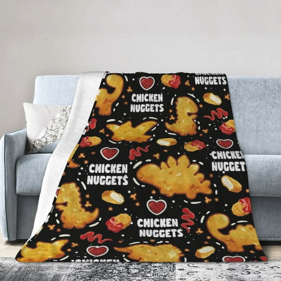 Chicken Nuggets Blanket for Food Lovers, Food Blanket for Adults, Cozy Chicken Nugget Themed Gift Soft Flannel Throw Blanket for Couch, Bed, Birthday 50x40