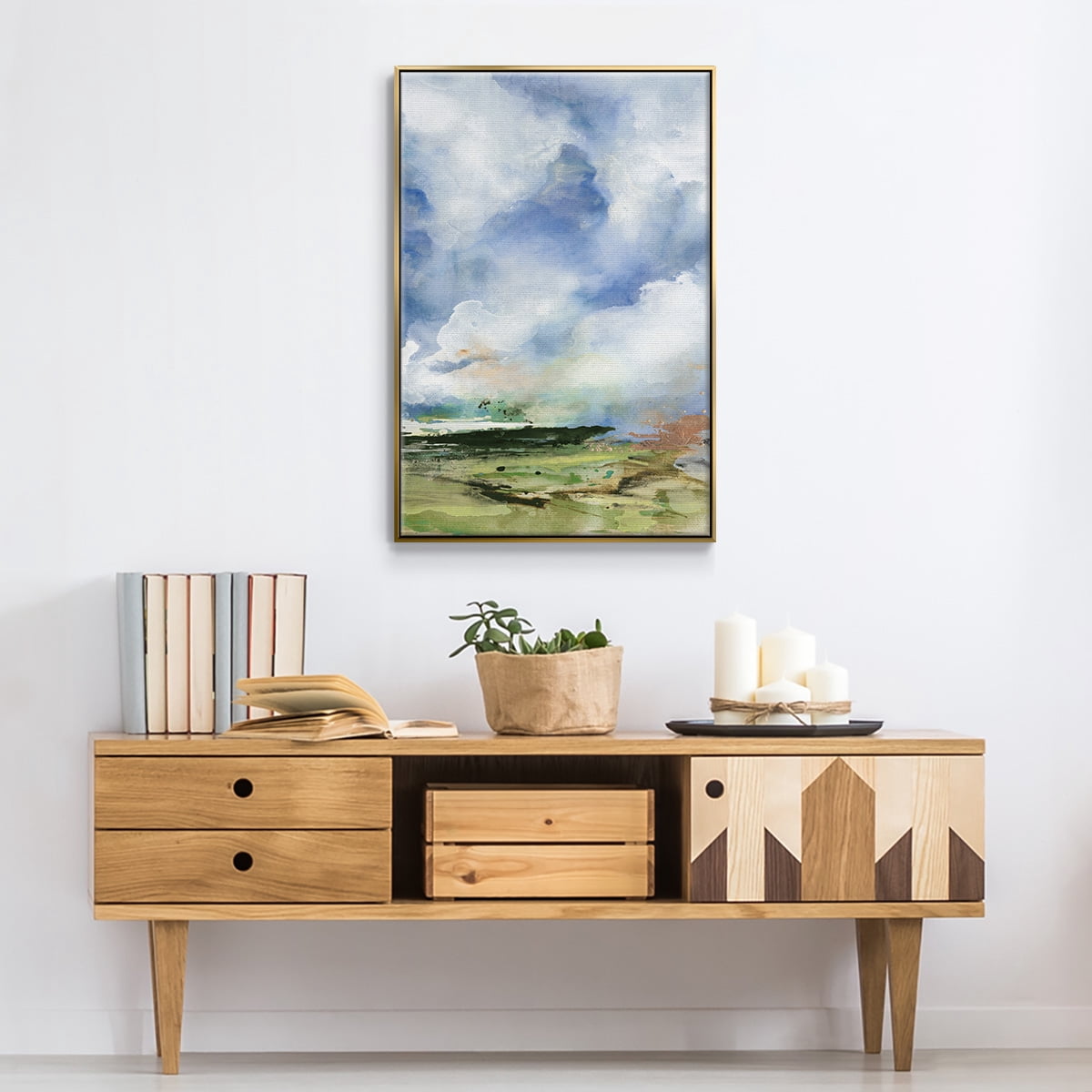 Spring Air II Framed Premium Gallery Wrapped Canvas - Ready to Hang - 27 x 41 - Gold Floating Frame