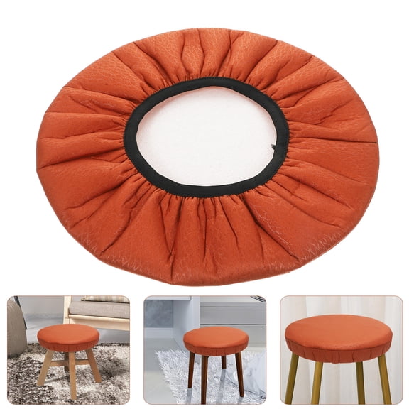 DINHEAROM Brown Elastic Round Stool Cover for Dining Room and Hotel Chair Protection