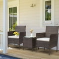 thumbnail image 4 of Homall 3 Piece Rattan Outdoor Patio Set Wicker Conversation Set with Beige Cushion Glass Coffee Table, 4 of 8