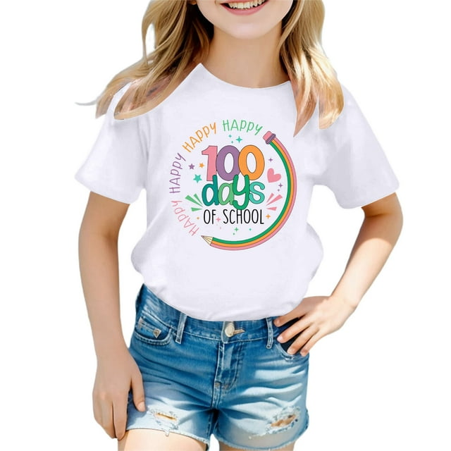 Huanglei Children Casual Print Round Neck Loose Short Sleeve T Shirt Top