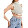 thumbnail image 3 of Lovito Sexy Plain Lace Up Off The Shoulder Backless Top, 3 of 5