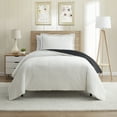thumbnail image 1 of Nestl Duvet Cover Set, Reversible Front Cut Plush Fleece Design & Back Brushed Soft Microfiber for Comforters, 2 PC Set with Zipper Closure & Ties, Duvet Cover Twin, White/Black, 1 of 8