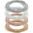 thumbnail image 1 of 60 pulseras de cuerdas de guitarra de 2-1/4 pulgadas, 4 colores, oro rosa, platino, oro claro, plata, alambre de acero flexible en capas., 1 of 6