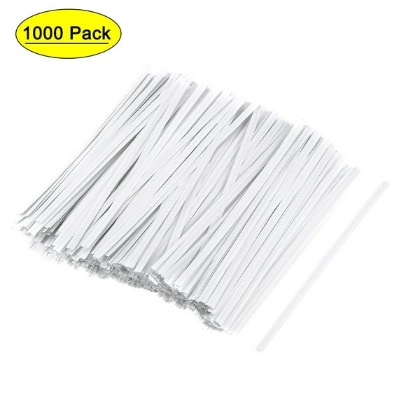 Uxcell Long Strong Paper Twist Ties 3.94" Quality Tie for Tying Bread Candy Cookies Gift Bags White 1000Pcs