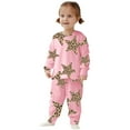 thumbnail image 2 of Ulitacool Girls Fall Outfits Fall Winter 2 Piece Pajama Set T Sleepwear Soft Long Sleeve Top And Pants Matching Outfit Nightwear Classic Simple Girls Clothes Pink 6-7 Years, 2 of 3