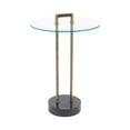 thumbnail image 4 of Kate and Laurel Cerullo Modern Round Glass Side Table with Marble Base, 16 x 16 x 24, Antique Brass and Black Marble, Glam Circle End Table for Use as Indoor Plant Stand or Bedroom Nightstand, 4 of 8